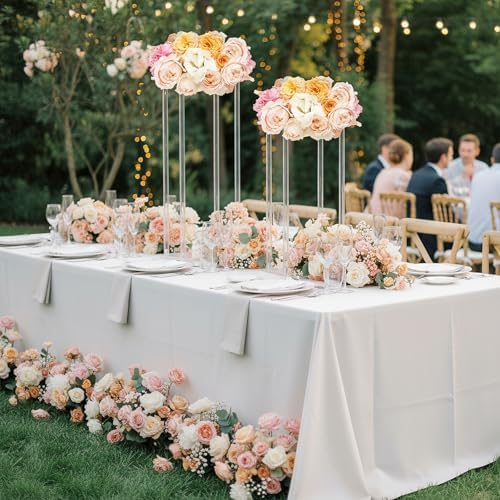 6 Pcs Acrylic Flower Stand Clear Column 23.6" 15.75" Wedding in Clear, alternate view 5