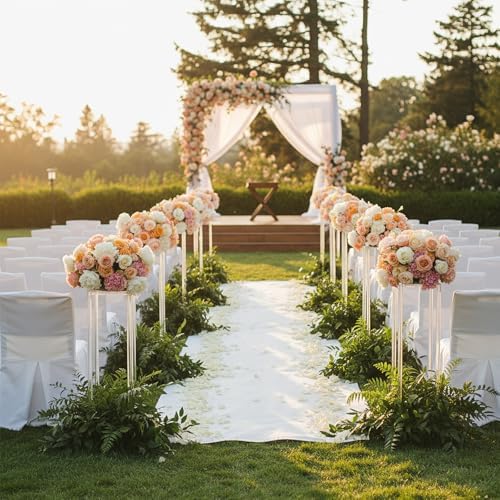 6 Pcs Acrylic Flower Stand Clear Column 23.6" 15.75" Wedding in Clear, alternate view 6