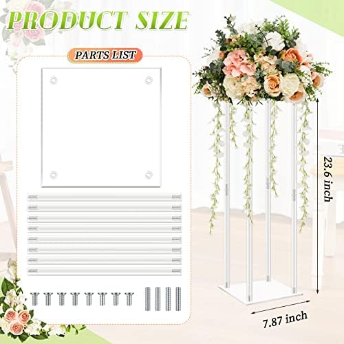 6 Pcs Acrylic Flower Stand Wedding Centerpieces, 23.6 Inch Tall in Clear, alternate view 3