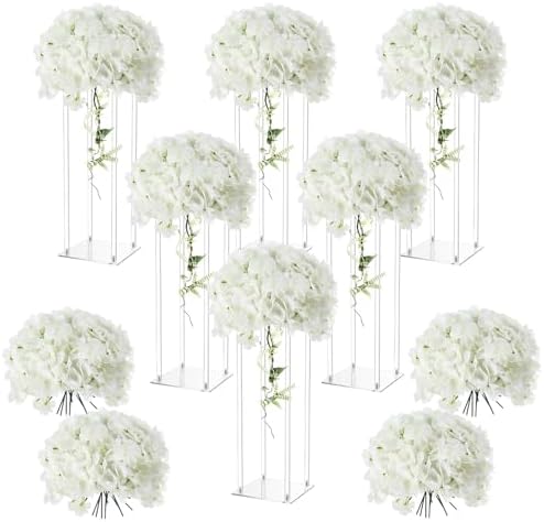 6 Pcs Acrylic Flower Stands Centerpieces Hydrangea,16 Inch in Clear