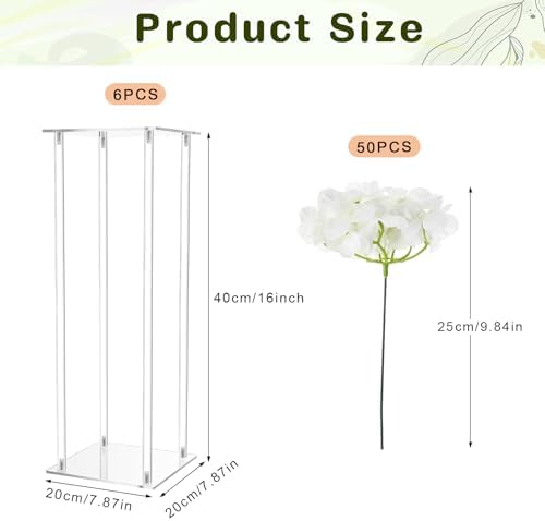 6 Pcs Acrylic Flower Stands Centerpieces Hydrangea,16 Inch in Clear, alternate view 3