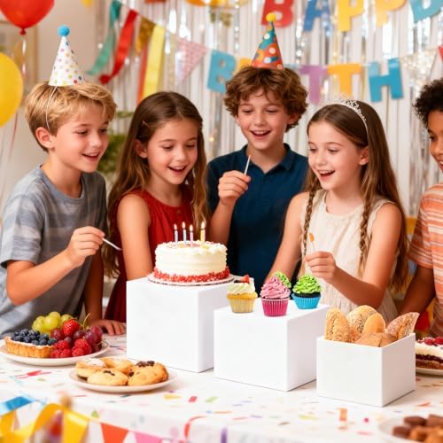 6 Pcs Acrylic Food Display 8x7x6x5x4x3 Inch Riser Buffet Risers w/ Signs a Pen Catering Dessert Jewelry Figures, alternate