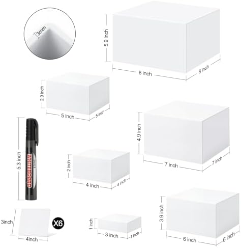 6 Pcs Acrylic Food Display 8x7x6x5x4x3 Inch Riser Buffet Risers w/ Signs a Pen Catering Dessert Jewelry Figures, alternate