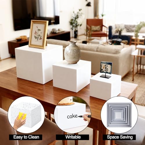 6 Pcs Acrylic Food Display 8x7x6x5x4x3 Inch Riser Buffet Risers w/ Signs a Pen Catering Dessert Jewelry Figures, alternate