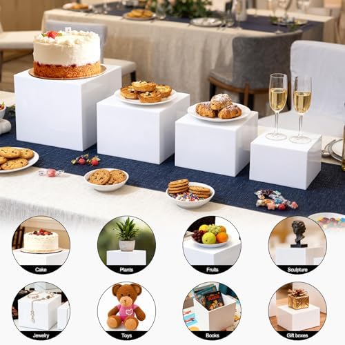 6 Pcs Acrylic Food Display 8x7x6x5x4x3 Inch Riser Buffet Risers w/ Signs a Pen Catering Dessert Jewelry Figures, alternate