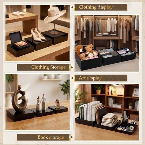 6 Pcs Acrylic Risers Cube Stands, Black, 10 to 15 Inch, Square in Black, alternate view 6