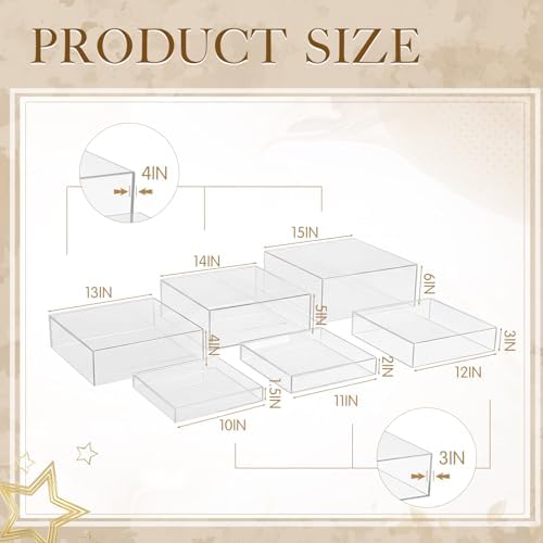 6 Pcs Acrylic Risers Cube Stands, Clear, 10 to 15 Inch, Square in Clear, alternate view 3