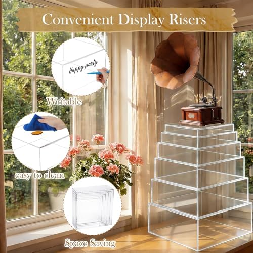 6 Pcs Acrylic Risers Cube Stands, Clear, 10 to 15 Inch, Square in Clear, alternate view 4