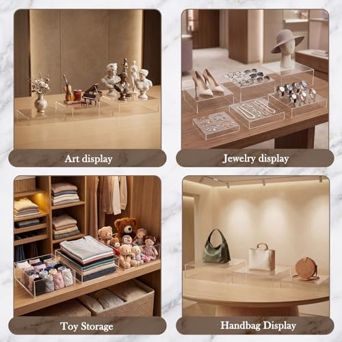 6 Pcs Acrylic Risers Cube Stands, Clear, 10 to 15 Inch, Square in Clear, alternate view 6