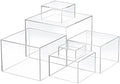 6 Pcs Acrylic Risers Cube Stands, Clear, 3 to 8 Inch, Square in Clear