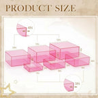 6 Pcs Acrylic Risers Cube Stands, Clear Pink, 7 to 12 Inch, Square in Clear Pink, alternate view 3
