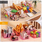 6 Pcs Acrylic Risers Cube Stands, Clear Pink, 7 to 12 Inch, Square in Clear Pink, alternate view 5