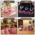 6 Pcs Acrylic Risers Cube Stands, Clear Pink, 7 to 12 Inch, Square in Clear Pink, alternate view 6