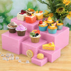 6 Pcs Acrylic Risers Cube Stands, Pink, 3 to 8 Inch, Square in Pink, alternate view 2