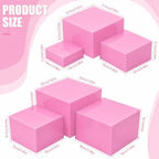 6 Pcs Acrylic Risers Cube Stands, Pink, 3 to 8 Inch, Square in Pink, alternate view 3