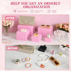 6 Pcs Acrylic Risers Cube Stands, Pink, 3 to 8 Inch, Square in Pink, alternate view 5