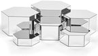6 Pcs Acrylic Risers Cube Stands, Sliver, 7 to 12 Inch, Hexagonal in Sliver