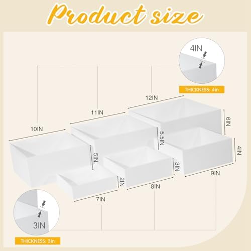 6 Pcs Acrylic Risers Cube Stands, White, 7 to 12 Inch, Square in White, alternate view 3
