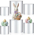 6 Pcs Acrylic Risers Display Stands 4" 5" 6" Round Cake Cylinder Pedestal Stands for Dessert Table, Buffet