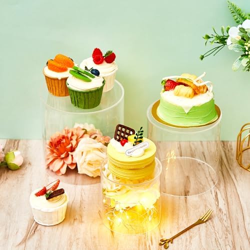 6 Pcs Acrylic Risers Display Stands 4" 5" 6" Round Cake Cylinder Pedestal Stands for Dessert Table, Buffet, alternate view 5