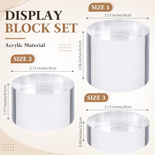 6 Pcs Acrylic Risers Stand Display Block Decor Riser 3 Size, Round in clear, alternate view 2