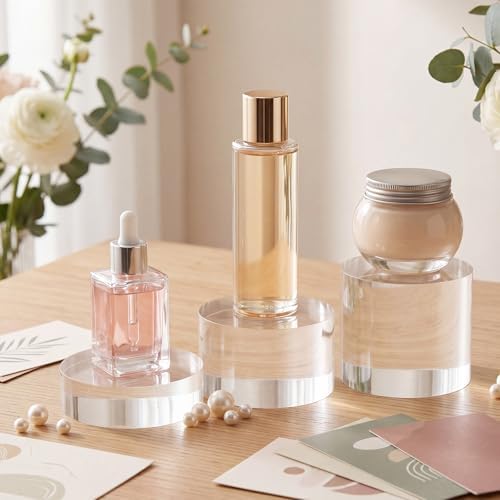 6 Pcs Acrylic Risers Stand Display Block Decor Riser 3 Size, Round in clear, alternate view 5