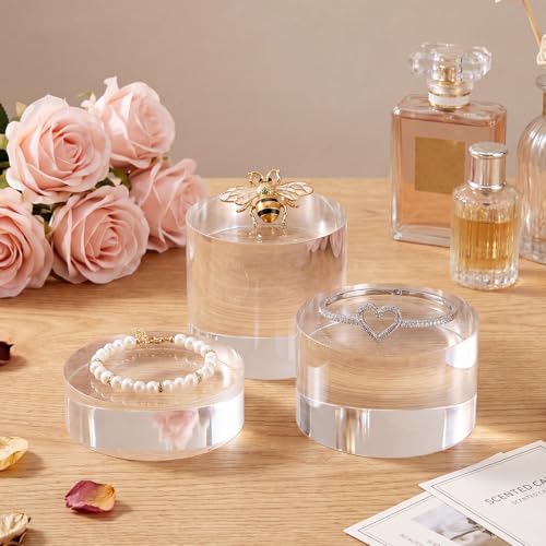 6 Pcs Acrylic Risers Stand Display Block Decor Riser 3 Size, Round in clear, alternate view 6