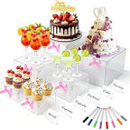 6 Pcs Acrylic with Bowknot, Mini Signs and Markers, Clear in Clear
