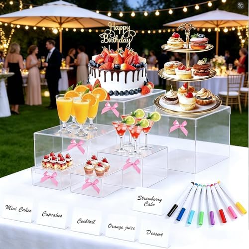 6 Pcs Acrylic with Bowknot, Mini Signs and Markers, Clear in Clear, alternate view 2