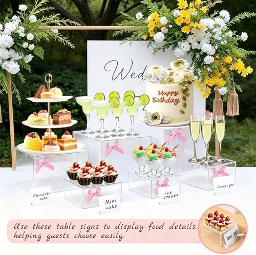 6 Pcs Acrylic with Bowknot, Mini Signs and Markers, Clear in Clear, alternate view 6