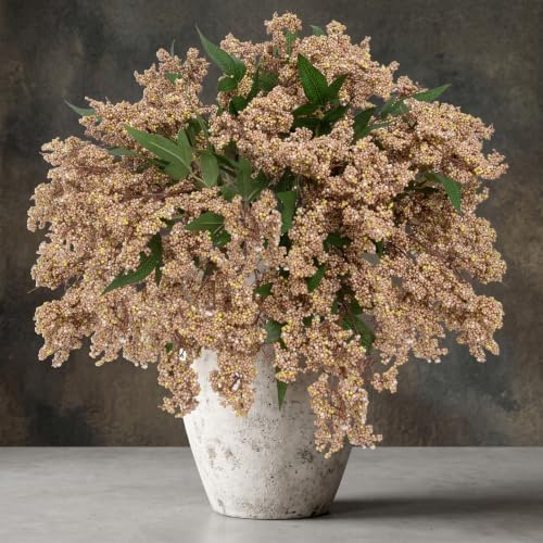 6 Pcs Artificial Berry Stem for Vase, 17 in Faux Nandina Branches Fall Floral Picks Fake Realistic Berry Spray
