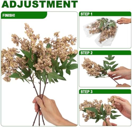 6 Pcs Artificial Berry Stem for Vase, 17 in Faux Nandina Branches Fall Floral Picks Fake Realistic Berry Spray, alternate