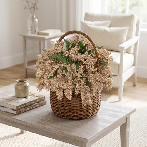6 Pcs Artificial Berry Stem for Vase, 17 in Faux Nandina Branches Fall Floral Picks Fake Realistic Berry Spray, alternate