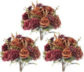 6 Pcs Artificial Fall Flowers Silk Fall Bouquet Fake Rose Orange