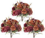 6 Pcs Artificial Fall Flowers Silk Fall Bouquet Fake Rose Orange