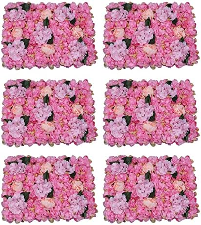 6 Pcs Artificial Flower Wall Panels 3D Flower Background Panel for Wall, 60x40cm Wedding Flower Decorations Wall, alternate