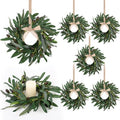 6 Pcs Artificial Summer Olive Wreaths Greenery Wreath Mini Green Kitchen Cabinet Wreaths Spring Wreath for Front