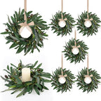6 Pcs Artificial Summer Olive Wreaths Greenery Wreath Mini Green Kitchen Cabinet Wreaths Spring Wreath for Front