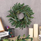 6 Pcs Artificial Summer Olive Wreaths Greenery Wreath Mini Green Kitchen Cabinet Wreaths Spring Wreath for Front, alternate