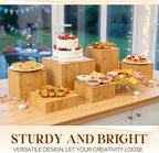 6 Pcs Bamboo Buffet Risers and Stands for Food, 4''-7.9'' in Bamboo, alternate view 4