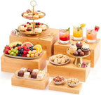 6 Pcs Bamboo Buffet Risers and Stands for Food, 7''-12'' in Bamboo