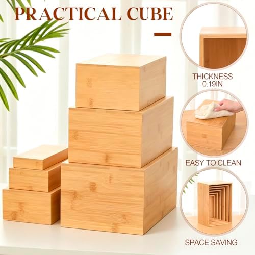 6 Pcs Bamboo Buffet Risers and Stands for Food, 7''-12'' in Bamboo, alternate view 4