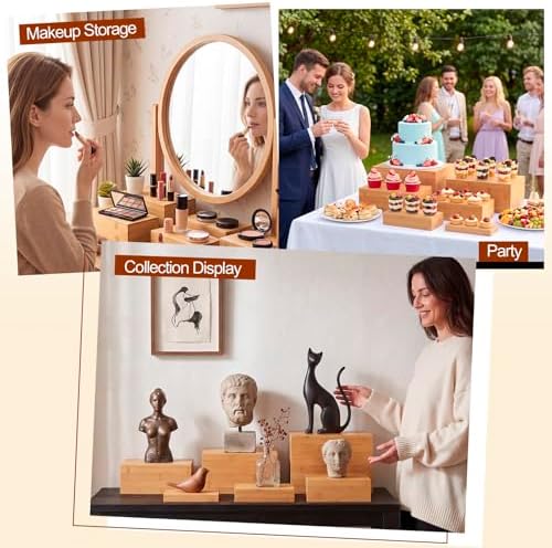 6 Pcs Bamboo Buffet Risers and Stands for Food, 7''-12'' in Bamboo, alternate view 5