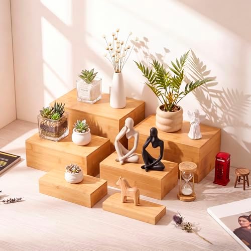 6 Pcs Bamboo Buffet Risers and Stands for Food, 7''-12'' in Bamboo, alternate view 6