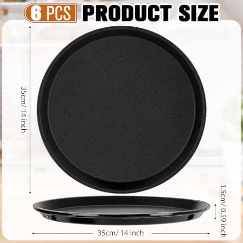 6 Pcs Bar Service Tray Round Plastic Non Slip,14", alternate view 3