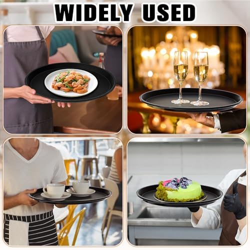6 Pcs Bar Service Tray Round Plastic Non Slip,14", alternate view 7