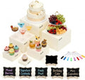 6 Pcs Beige Acrylic Buffet Risers, Food Display Stands 8"-3" in cream