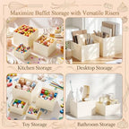 6 Pcs Beige Acrylic Buffet Risers, Food Display Stands 8"-3" in cream, alternate view 4