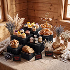 6 Pcs Black Buffet Risers and Stands with Mini Table Sign and Maker in Black, alternate view 2