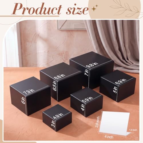 6 Pcs Black Buffet Risers and Stands with Mini Table Sign and Maker in Black, alternate view 4